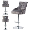 Velvet Bar Stool Chrome Stand Studded Button High Back Kitchen Chaise Chair Seat