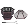 Outdoor Hexagonal Fire Pit BBQ Firepit Brazier Bowl Garden Stove Patio Heater