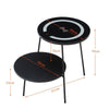 LED Glass Side End table With Wireless Charging Black Round Beside Table