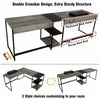 Revisible L Shaped Desk w/ Storage Shelves, 2 Person Workstation Table