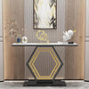 Large Marble Console Table Hallway Long Table Pentagon Frame Side Station Table