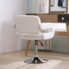 1pcs Adjustable Height Salon Chair Bar Stool PU Leather White Home Dining Room