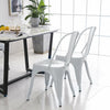 Set of 4 Dining Chairs Metal Kitchen Chairs Bistro Chair Stackable Tolix White