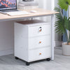 Bedside Cabinet on Casters 40 cm File Storage Cabinet with 3 Drawers under Desk