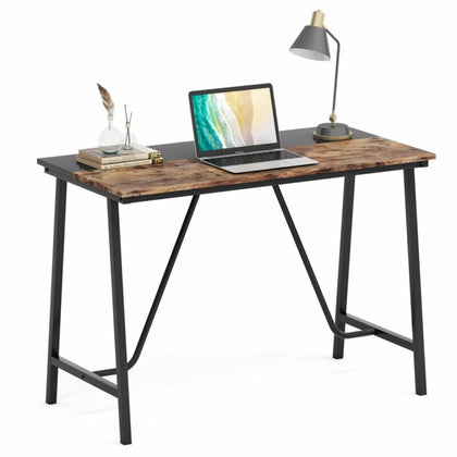 Space-saving Computer PC Desk Black+ Vintage Writing Study Desk for Home Office