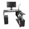 360 Rotatable Computer Desk W/ Book Shelves Adjustable Corner Laptop Table Black