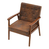 Distressed Tan Leather Armchair Wood Frame Single Sofa Padded Cuddle Chairs Home