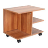 Rolling Sofa Bedside Table W/ Storage Shelves Wooden Printer Stand Home Office