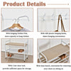 White Metal Clothes Hanging Rail Clothing Coat Stand with Shoe Rack Shelf Bench