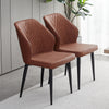 Set of 2 Dining Chairs Faux Leather Padded Metal Legs Easy Care Restaurant Chair