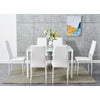 105cm 120cm Glass Dining Table and 4 /6 Padded Chairs Set Home Kitchen Furniture