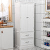 Bathroom Tall Cabinet Freestanding Storage Organizer Cupboard W/ 2 Large Drawers