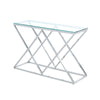 Hallway Console Table Clear Tempered Glass & Chrome Leg Living Room Side Table