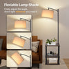 Floor Lamp with Table Shelves Linen Lampshade Standing Lamp Bed Sofa Side Table
