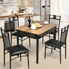 5PCS Dining Table & Chair Set Breakfast Bar Kitchen Furniture with Padded Seat