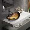 Bathroom Sink Basin Countertop Wash Bowl Cloakroom Tempered Glass Tap Waste Set