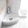Bathroom Corner Ceramic Vessel Sink Counter Porcelain Bowl Basin W/ Faucet Hole