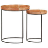 2 Piece Coffee Table Set Wood and Steel Furniture