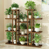 Anti-mould Wooden Plant Stand Tall Vintage 11 Holders Flower Herb Pot Rack Shelf