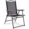 Set of 2 Patio Folding Chairs w/ Armrests Portable Dining Chairs for Outdoor
