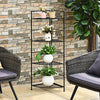 Folding Corner Plant Stand 4 Tier Metal Storage Shelf Flower Display Rack