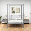 Double Size Metal Canopy Bed Frame Modern 4 Poster Platform Bed with Headboard