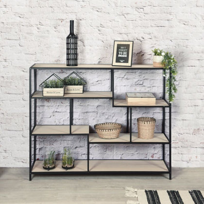6 Tier Industrial Style Metal Frame Sideboard Cabinet Display Storage Wood Shelf