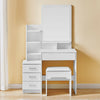 White Dressing Table Wood Makeup Desk with Mirror 4 Drawers Stool Bedroom Home