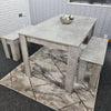 Grey Dining Table And 4 Chairs Dining Room Wood kitchen table and Leather chairs