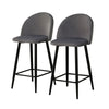 2X Velvet Bar Stools Breakfast Stool Kitchen Pub Chairs Grey 75cm Seat High