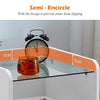 White LED Bedside Table Cabinet Nightstand Side End Table Glass Top 1 Drawer