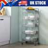 5 Tiers Kitchen Storage Trolley Rolling Cart with Removable Mesh Baskets & Wheel