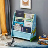 Cartoon Kids Bookshelf Canvas Sling Storage Rack Organizer Child Wooden Bookcase