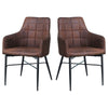 Pair of Brown Faux Leather/PU Dining Chairs Armchairs Kitchen Office Chair