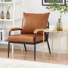 1 Seater Brown Faux Leather Sofa Armchair Couch Living Room Metal Legs Modern