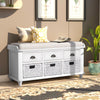 Rustic Storage Bench with 3 Drawers and 3 Rattan Baskets, Shoe Bench