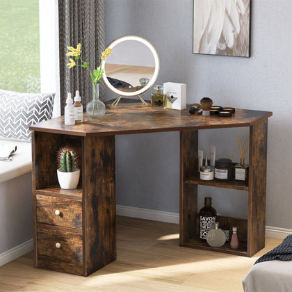 Corner Computer Desk L-shaped PC Table Workstation w/ Shelves Home Office Study