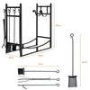 30” Fireplace Log Rack Wood Stacker Stand W/ 4 Tool Set Kindling Holders