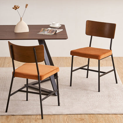 2* Velvet Dining Chairs Soft Padded Seat Metal Leg Modern Office Kitchen