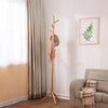 Beech Wooden Standing Coat Rack 8 Hooks Wood Tree Stand Coat Hat Handbag Rack