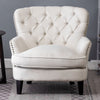 Queen Anne Armchair Deep Button Linen/Velvet Single Sofa Reception Padded Chairs