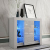 HIgh Gloss Cabinet Cupboard Sideboard Tall Display Unit White Matt RGB LED Light