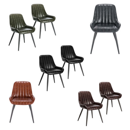 2x Dining Chairs w/ Backrest Faux Leather Padded Chairs Living Room Restaurant