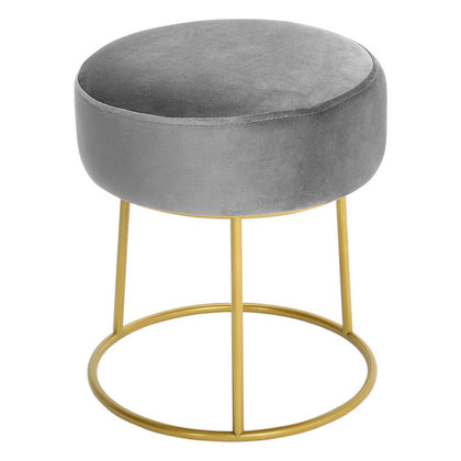 Grey Velvet Fabric Stool Dressing Table Seat Vanity Footstool Round Dining Chair