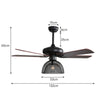 Industrial 52inch E27 Led Ceiling Fan Light with Remote Control Living Room Fans