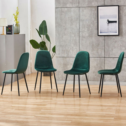 Set of 4 Velvet Dining Chairs Side Chairs Metal Legs Living Room Home Office BN