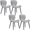 2/4x Dining Chairs Light Grey Fabric Upholstered Seat with Black Legs Home