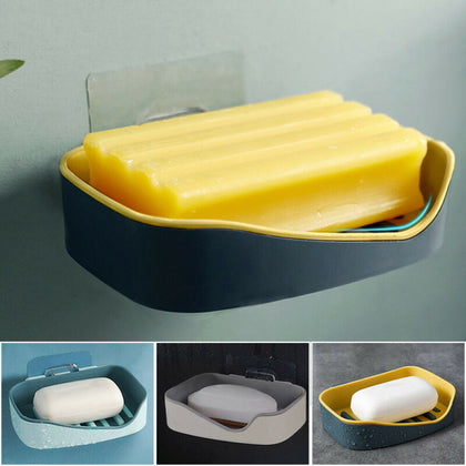 Strong Stick Suction Soap Dish Tray Sponge Holder Shower Accessory Easy Clean