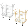 Modern Glass Drinks Trolley 2 Tier Shelves Serving Cart with Wine Bottle Holder