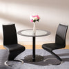 90cm Tempered Round Table Clear Glass Chrome Base Leg Dinner Kitchen Furniture